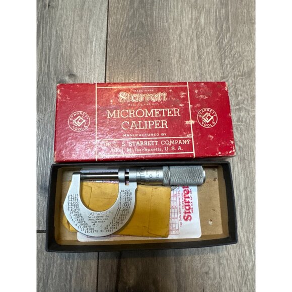 Starrett Micrometer Caliper No. 436 With Original Box & Decimal Chart - Picture 1 of 6
